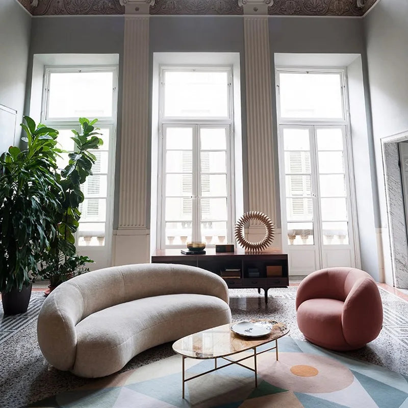 High-Quality Curved 3-Seater Luxury Sofa – Waterproof, Modern Scandinavian Design, L-Shaped Sectional for Living Room