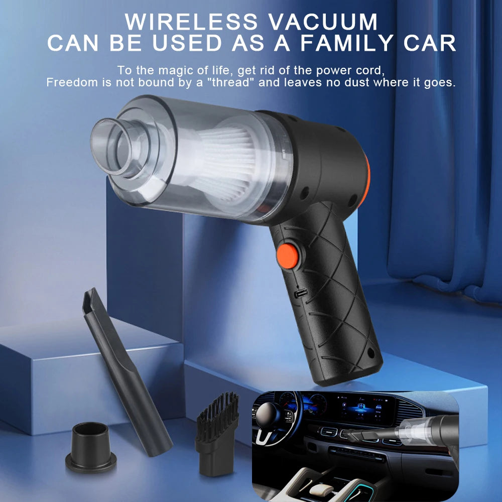 Portable Wireless Car Vacuum Cleaner 9000PA – Rechargeable Handheld Vacuum for Car, Home & Office