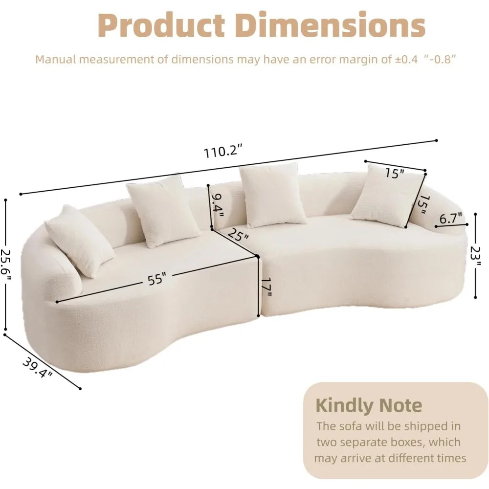 Luxury Curved Modern Sectional Sofa – Chenille Fabric, Deep Comfort, Oversized Design
