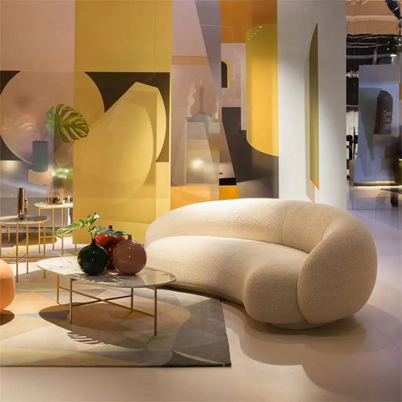 High-Quality Curved 3-Seater Luxury Sofa – Waterproof, Modern Scandinavian Design, L-Shaped Sectional for Living Room