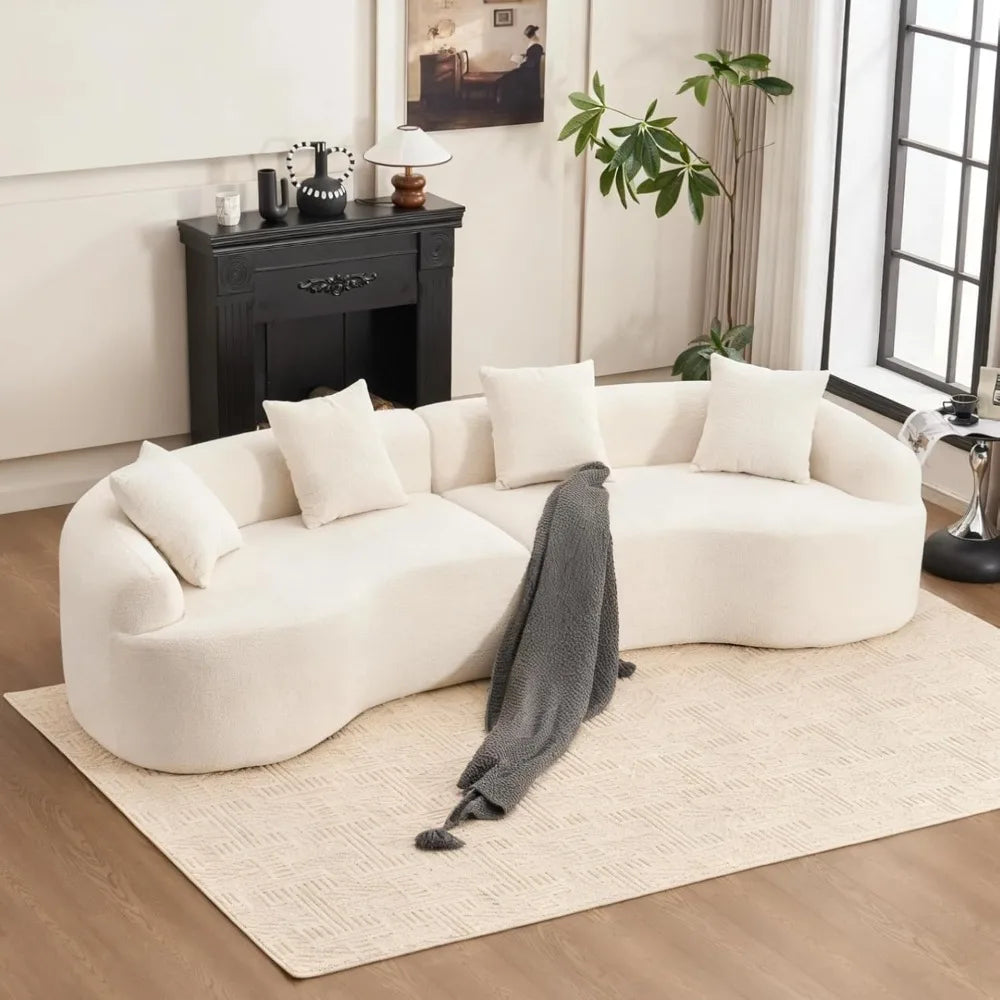 Luxury Curved Modern Sectional Sofa – Chenille Fabric, Deep Comfort, Oversized Design