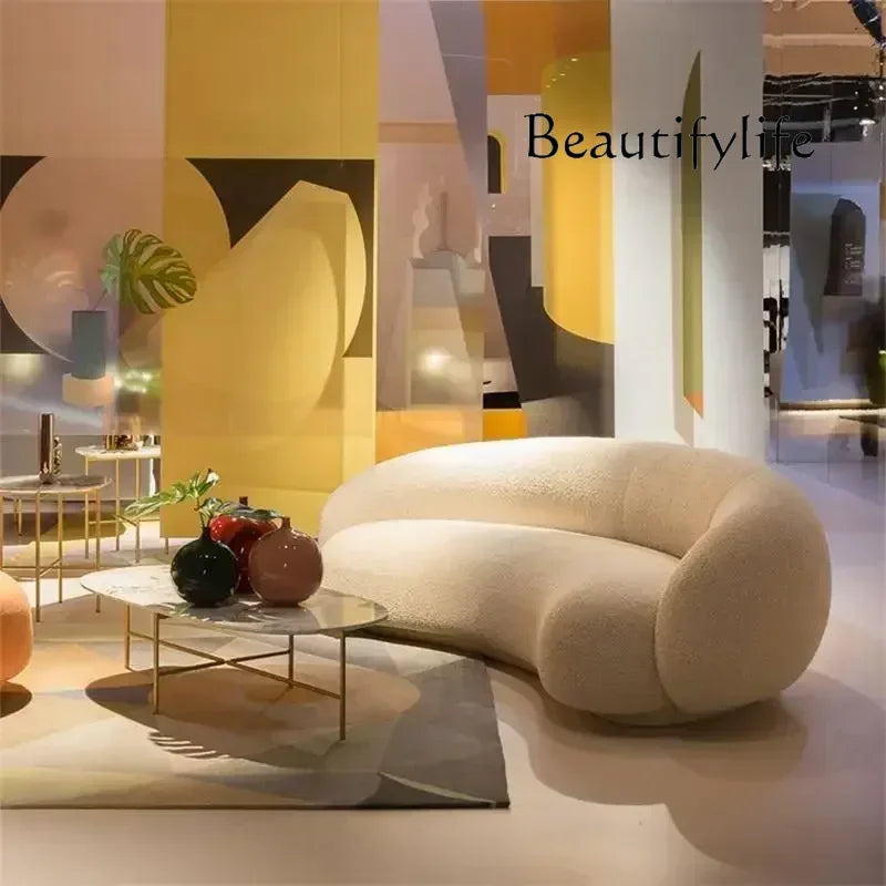 High-Quality Curved 3-Seater Luxury Sofa – Waterproof, Modern Scandinavian Design, L-Shaped Sectional for Living Room