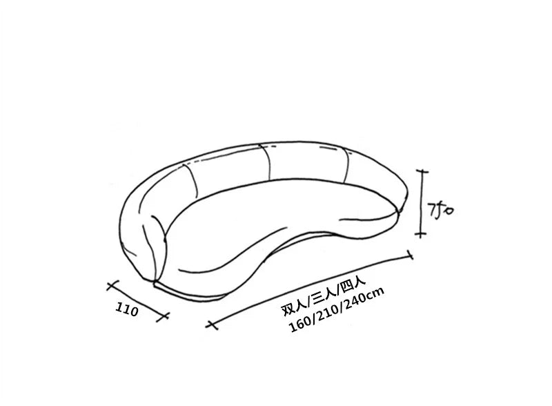 High-Quality Curved 3-Seater Luxury Sofa – Waterproof, Modern Scandinavian Design, L-Shaped Sectional for Living Room