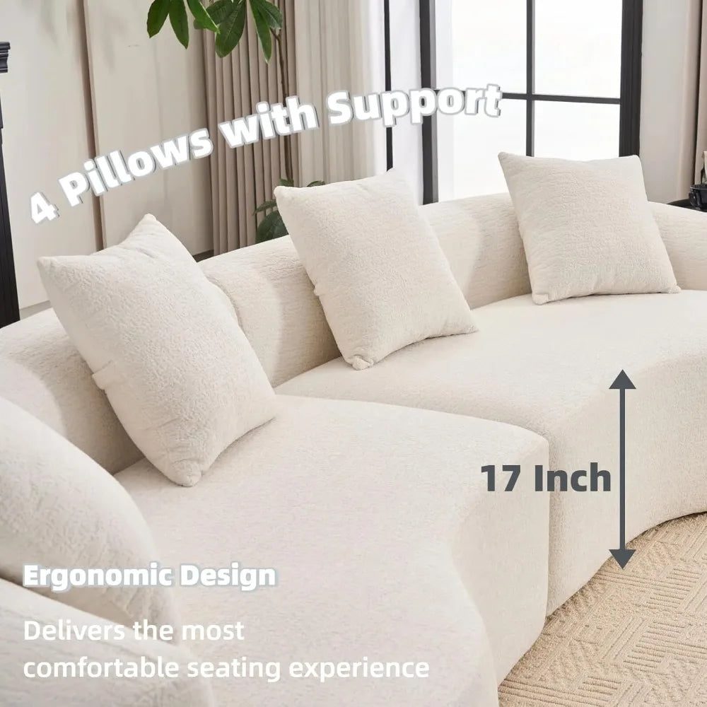 Luxury Curved Modern Sectional Sofa – Chenille Fabric, Deep Comfort, Oversized Design