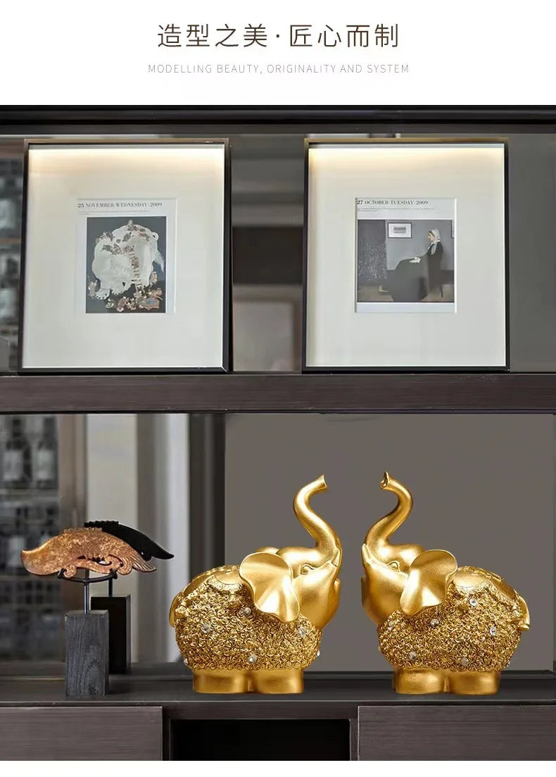Elephant ornaments, living room wine cabinet, TV cabinet, creative home decor, entrance soft decorations, gifts, office